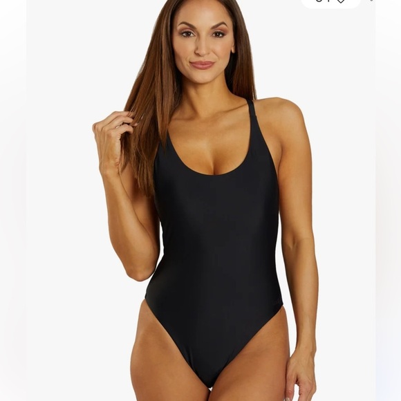 Lole Soleil One Piece Swimsuit Size Small Black Cheeky Low Neckline Strap Detail - Picture 6 of 16